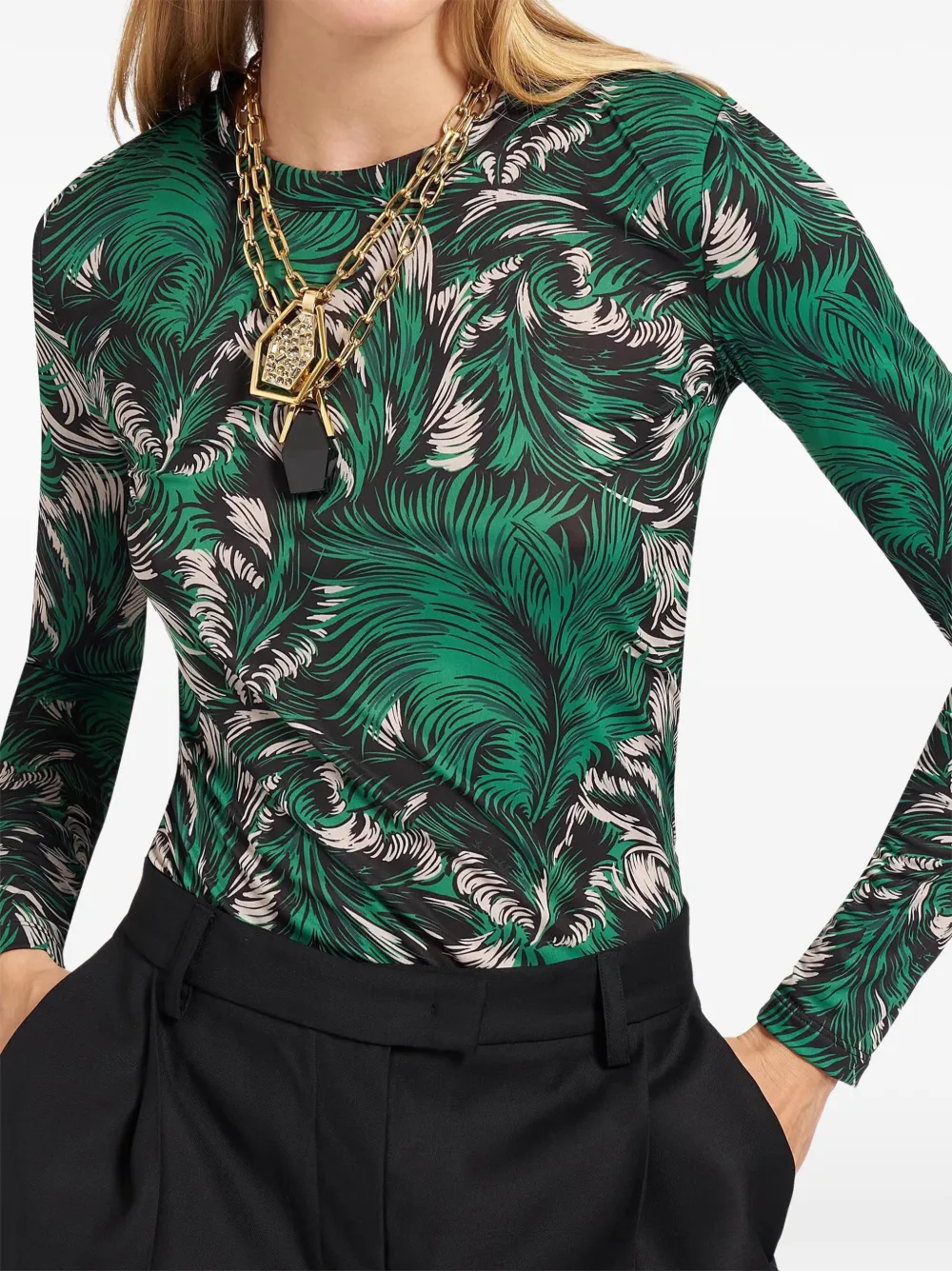 La DoubleJ Top met ronde hals Groen
