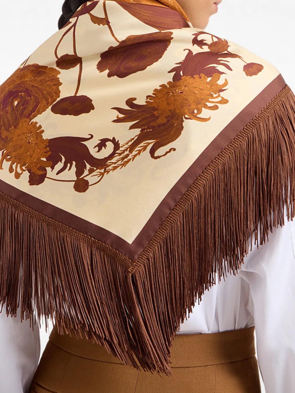 La DoubleJ Omkeerbare foulard met franje Beige