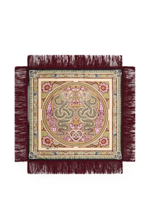 La DoubleJ Kells Placée light green in silk twill with fringes scarf
