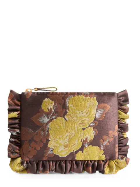 La DoubleJ Devon brown in silk mix jacquard hand pochette