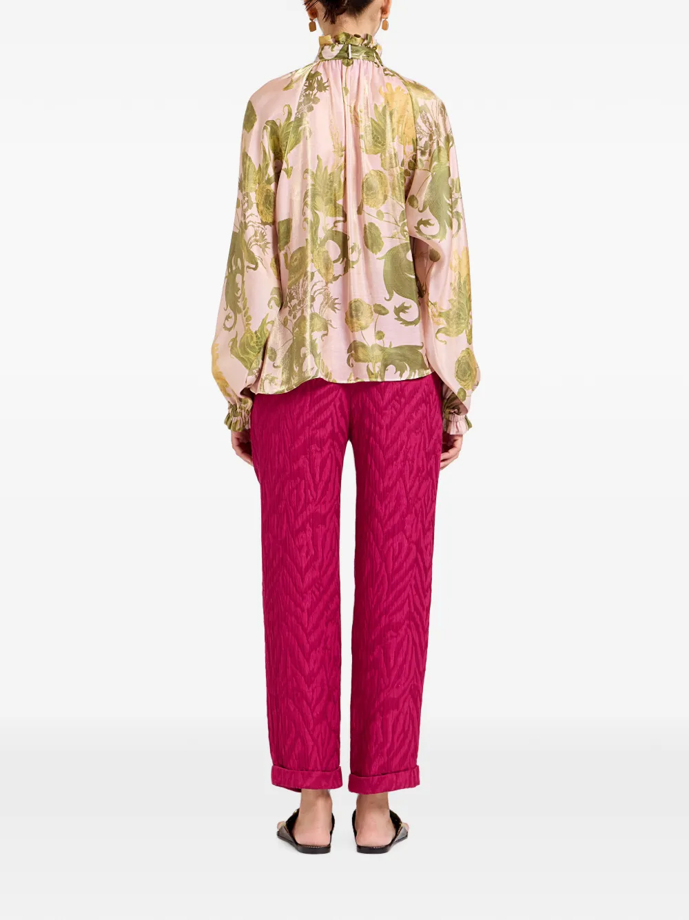 La DoubleJ Animalier Sigaretta broek met jacquard Roze