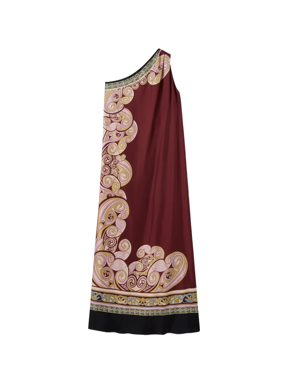 La DoubleJ Abito Kells Swirl Placée Roy in twill di seta bordeaux - Rosso