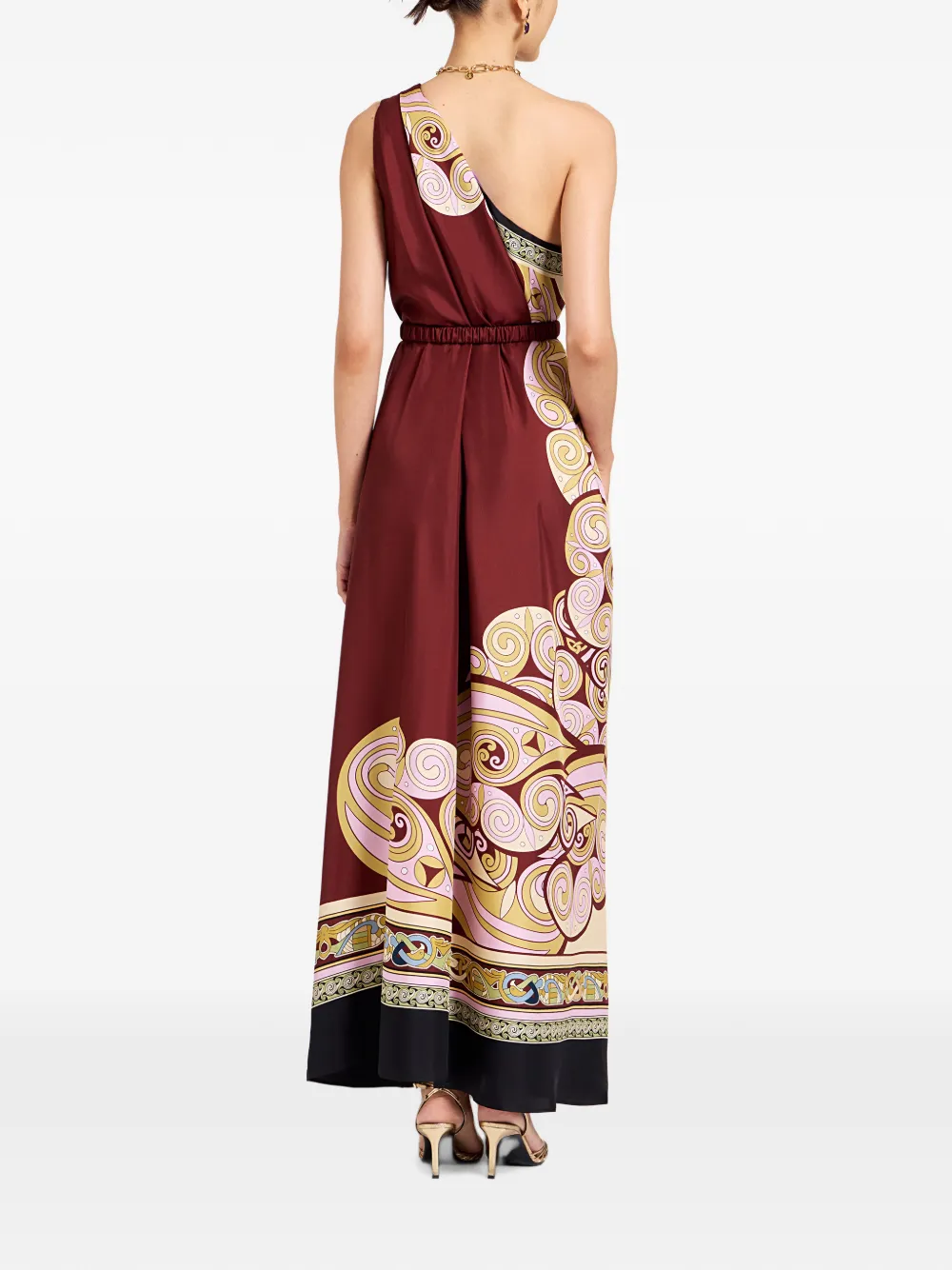 La DoubleJ Kells Swirl placée bordeauxrode zijden twill Roy jurk Rood
