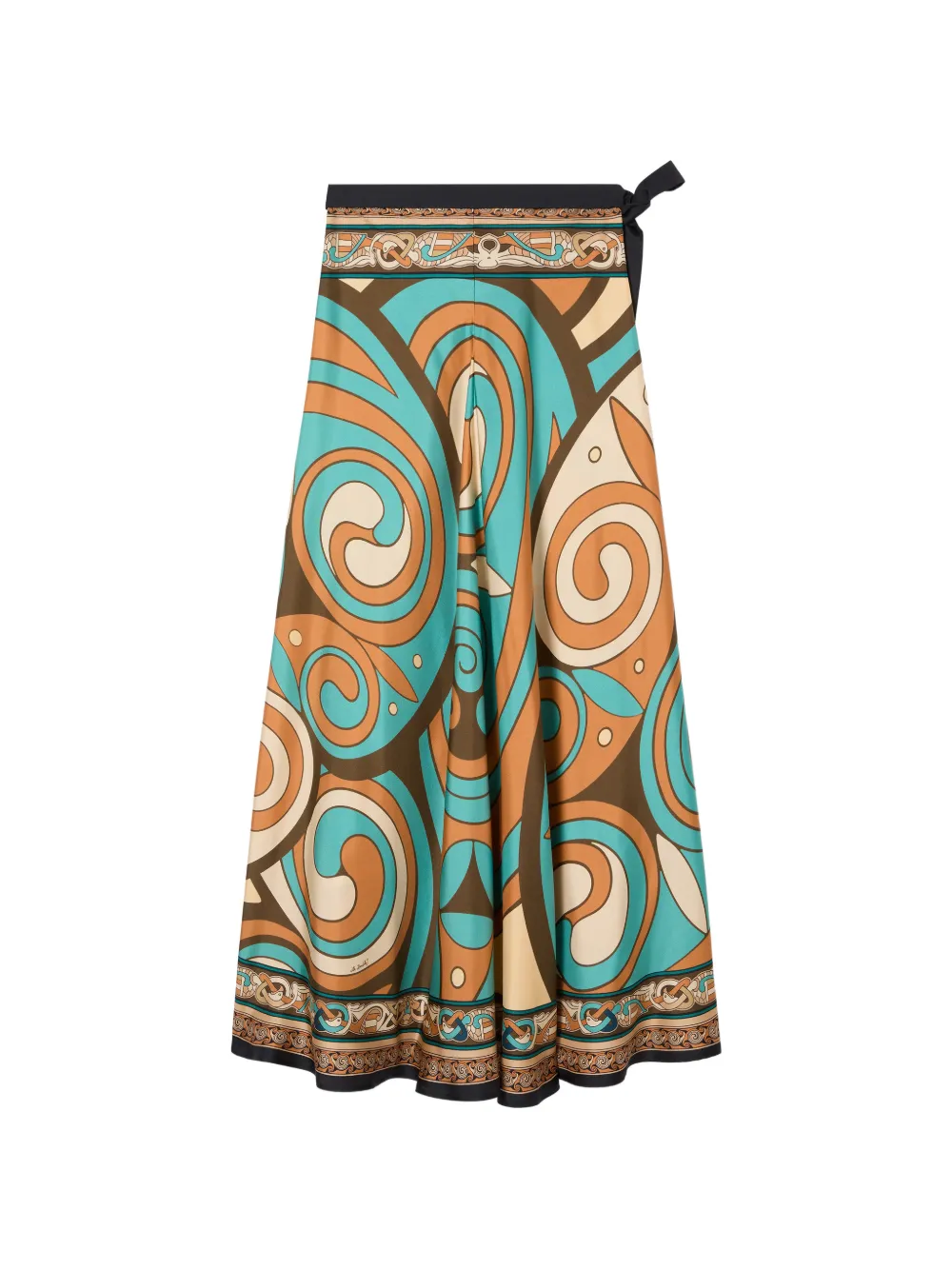 La DoubleJ Kells Swirl wrap midi skirt Blauw