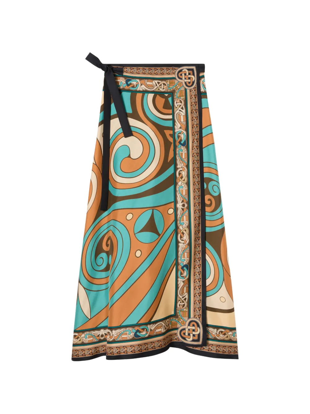 La DoubleJ Kells Swirl wrap midi skirt Blauw