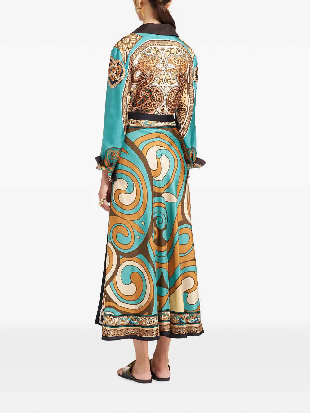 La DoubleJ Kells Swirl wrap midi skirt Blauw