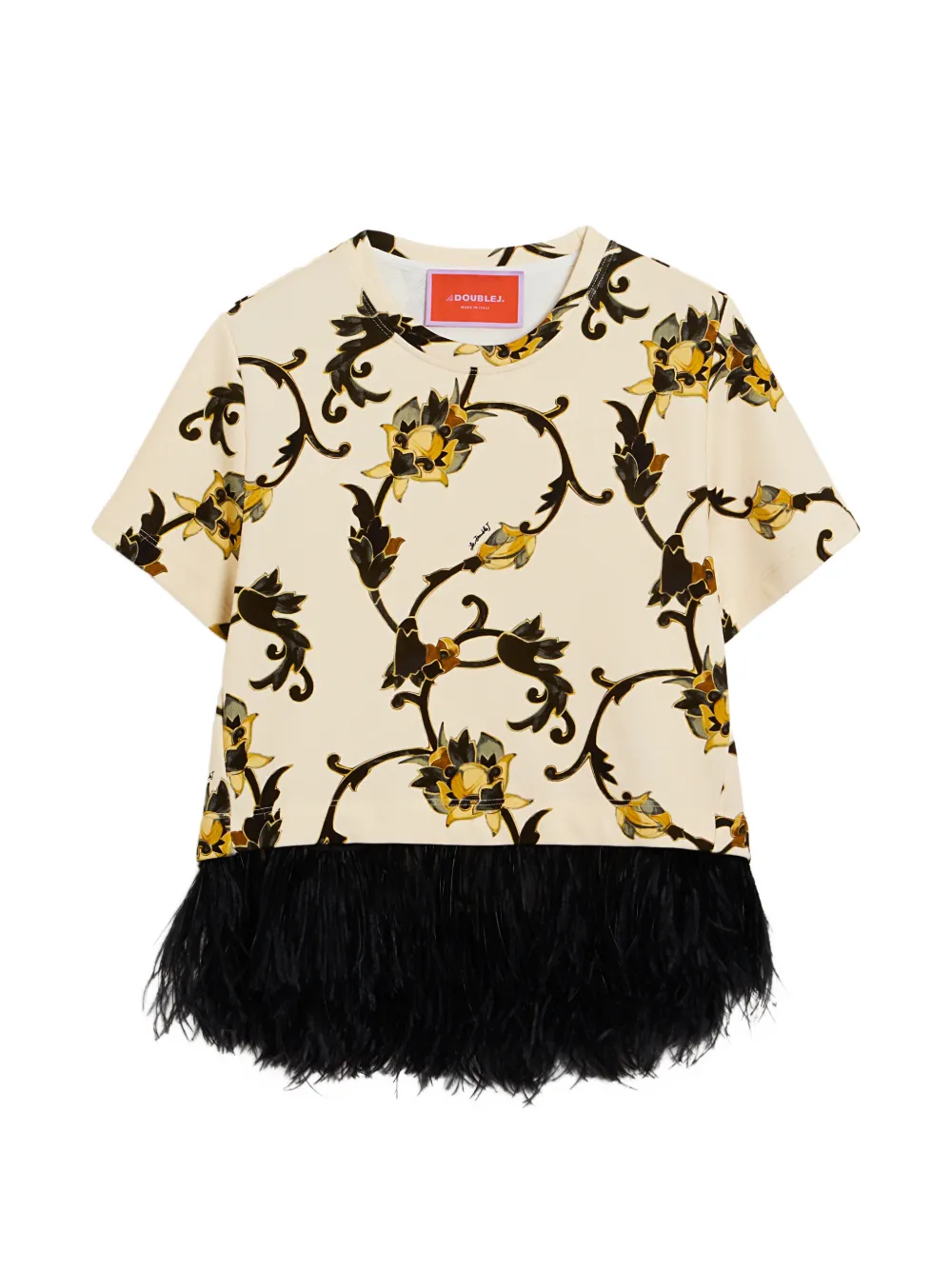La DoubleJ La Scala T-shirt (met veren) Beige
