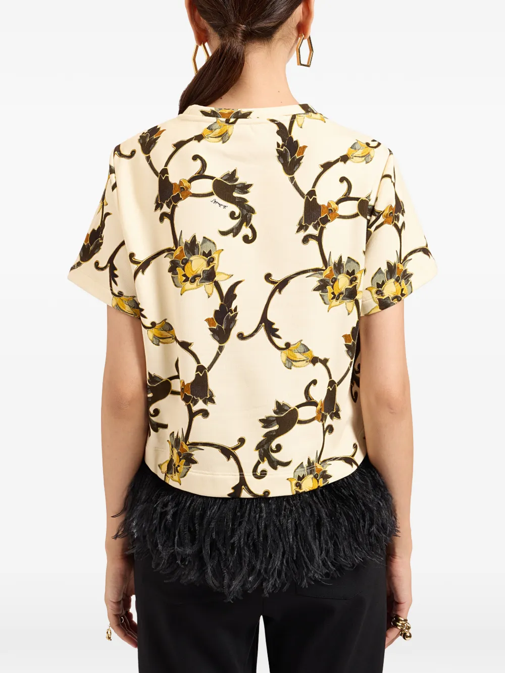 La DoubleJ La Scala T-shirt (met veren) Beige