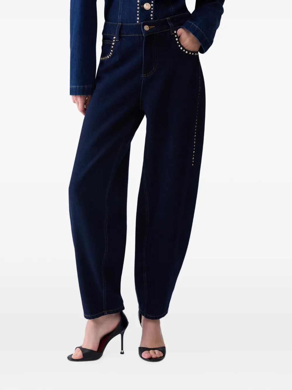 LIU JO High-waist jeans met stras Blauw