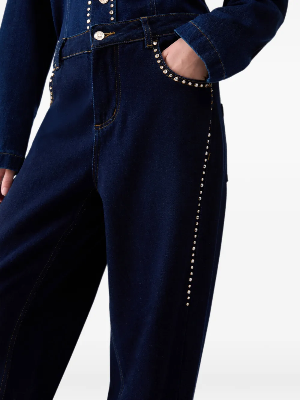 LIU JO High-waist jeans met stras Blauw