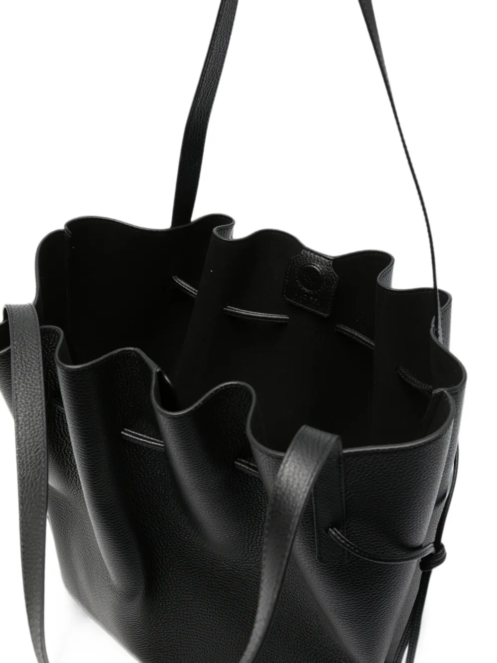 Yuzefi Scallop leather tote bag Zwart