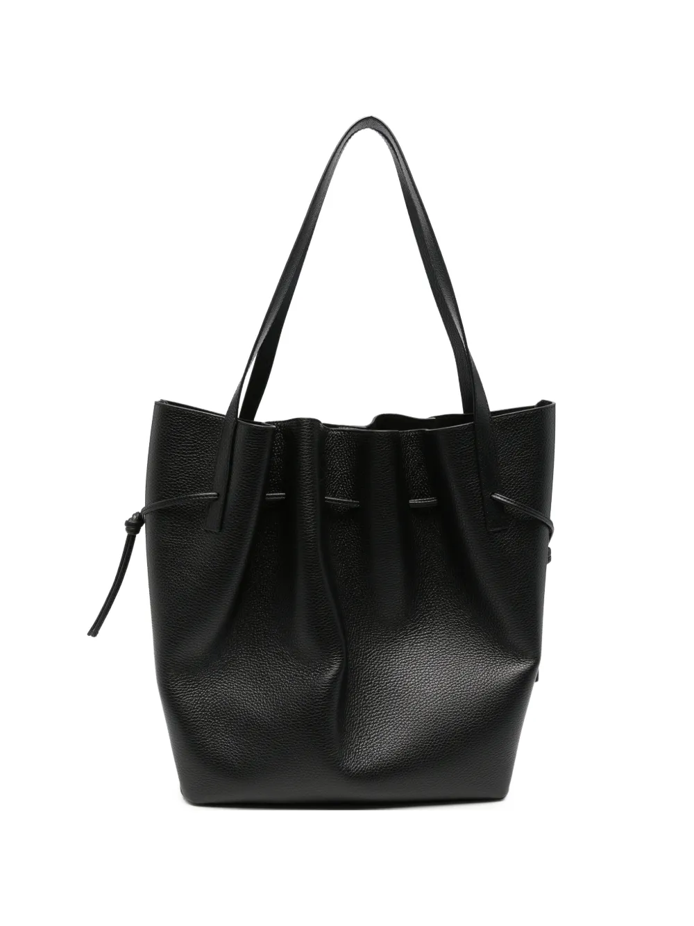 Yuzefi Scallop leather tote bag Zwart