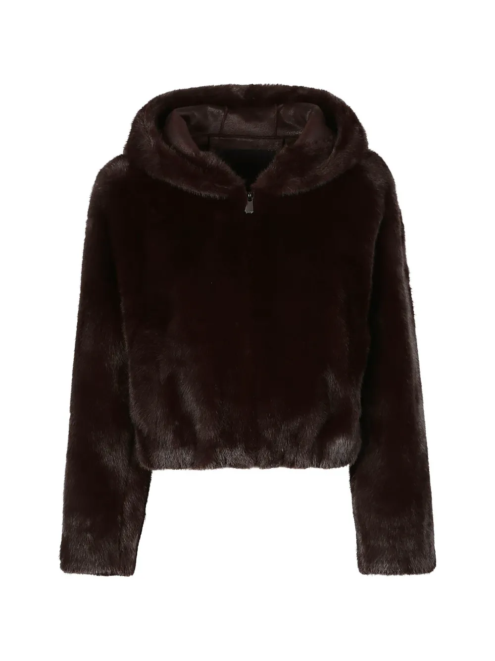 PINKO faux-fur hooded jacket - Marrone