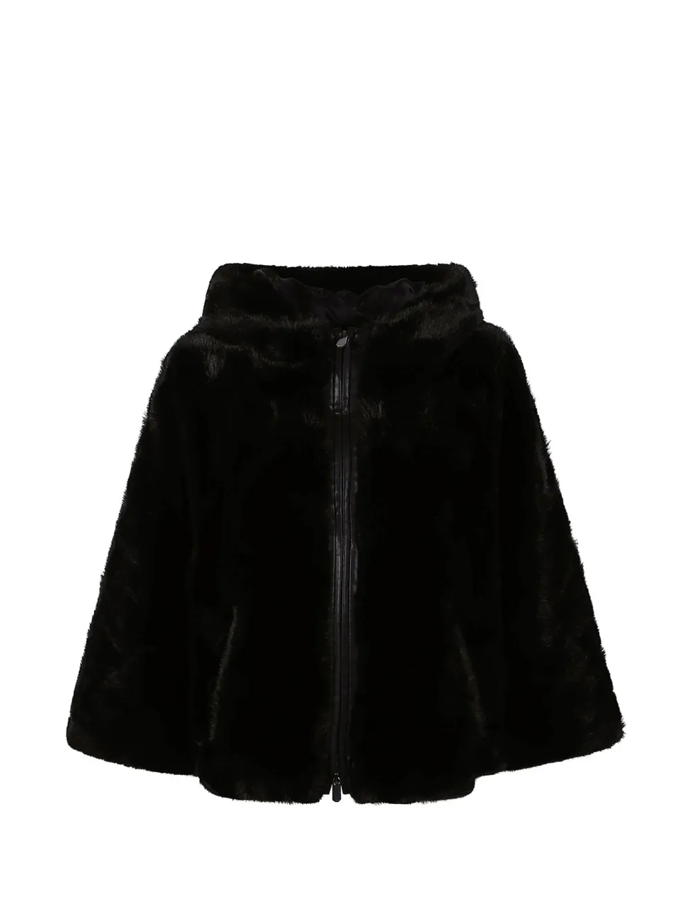PINKO faux-fur hooded jacket - Nero