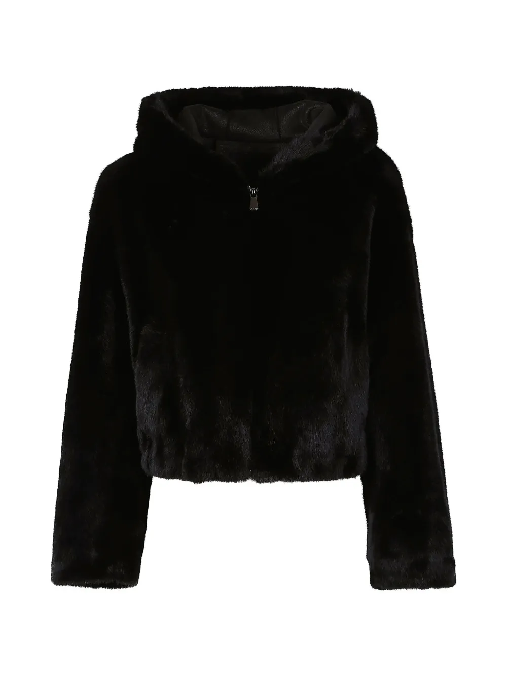 Pinko Faux-fur Hooded Jacket In Black