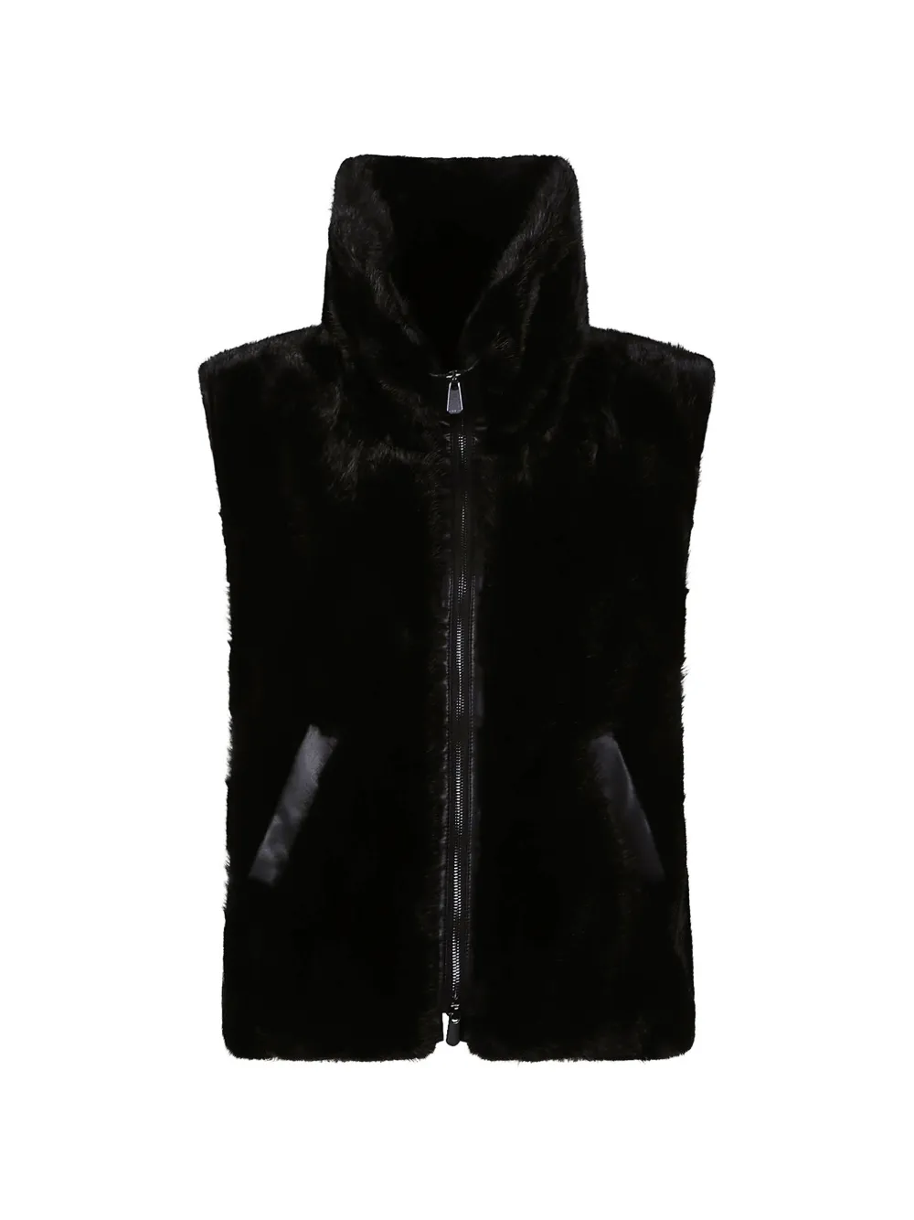 PINKO faux-fur high-neck gilet - Black
