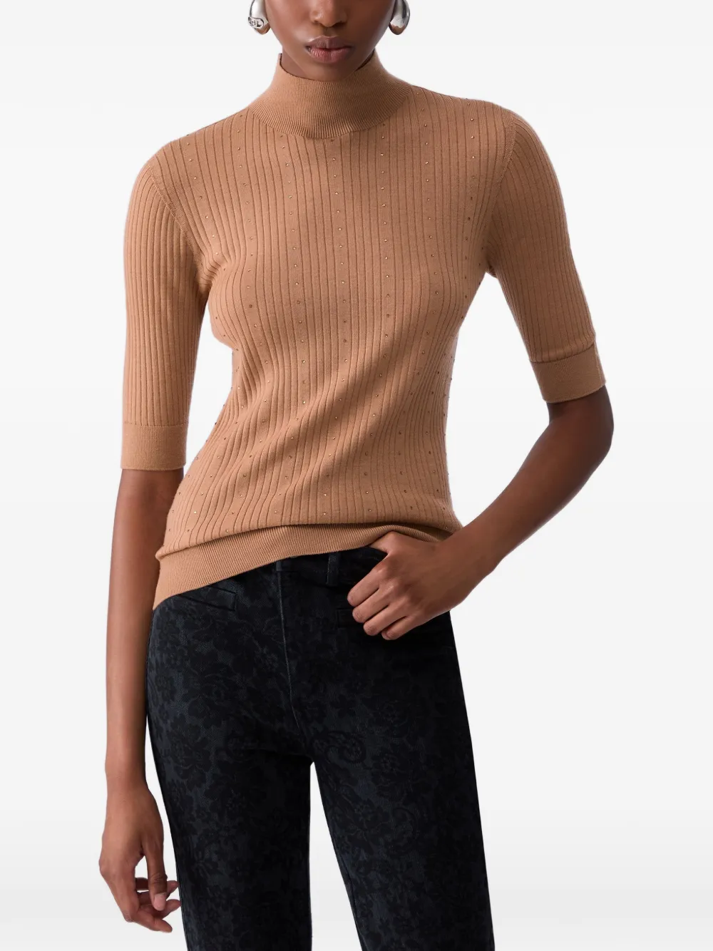 LIU JO Wollen top met stras Beige