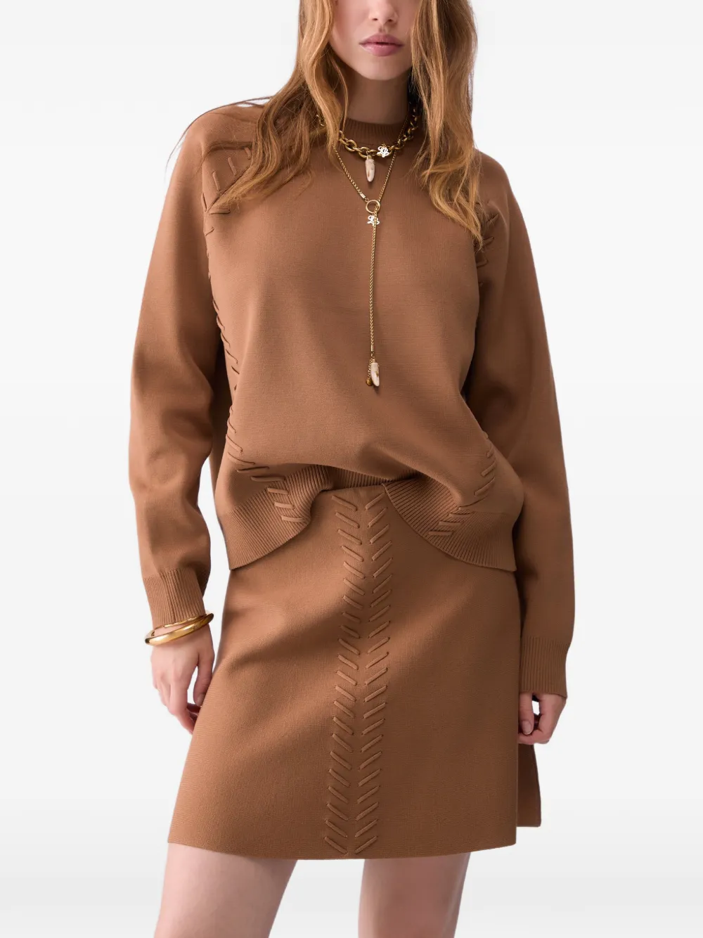 LIU JO Boxy trui met gevlochten details Beige