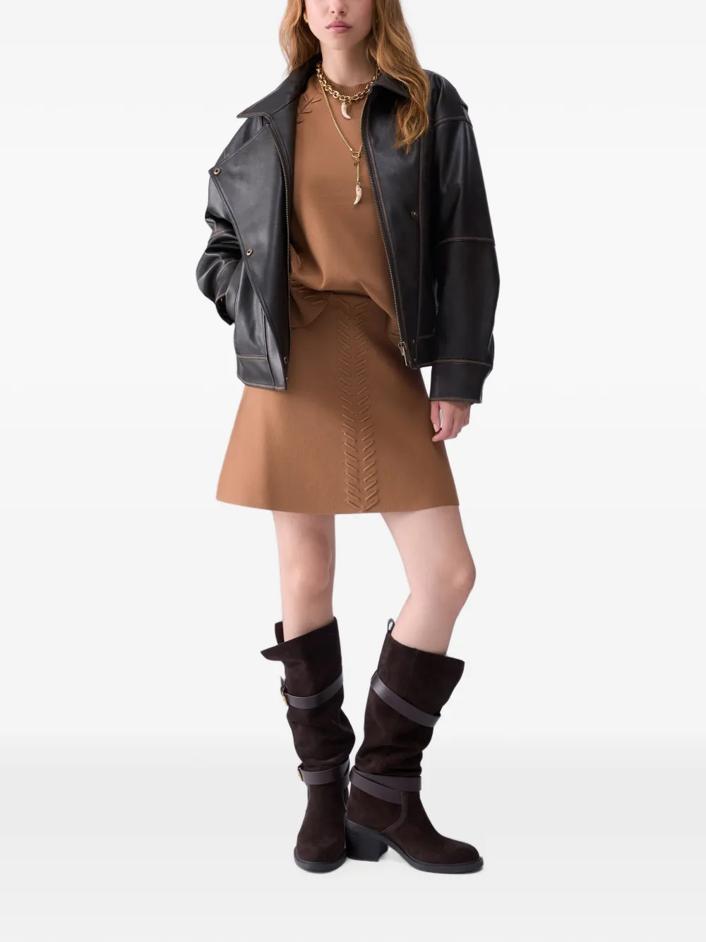 LIU JO Boxy trui met gevlochten details Beige