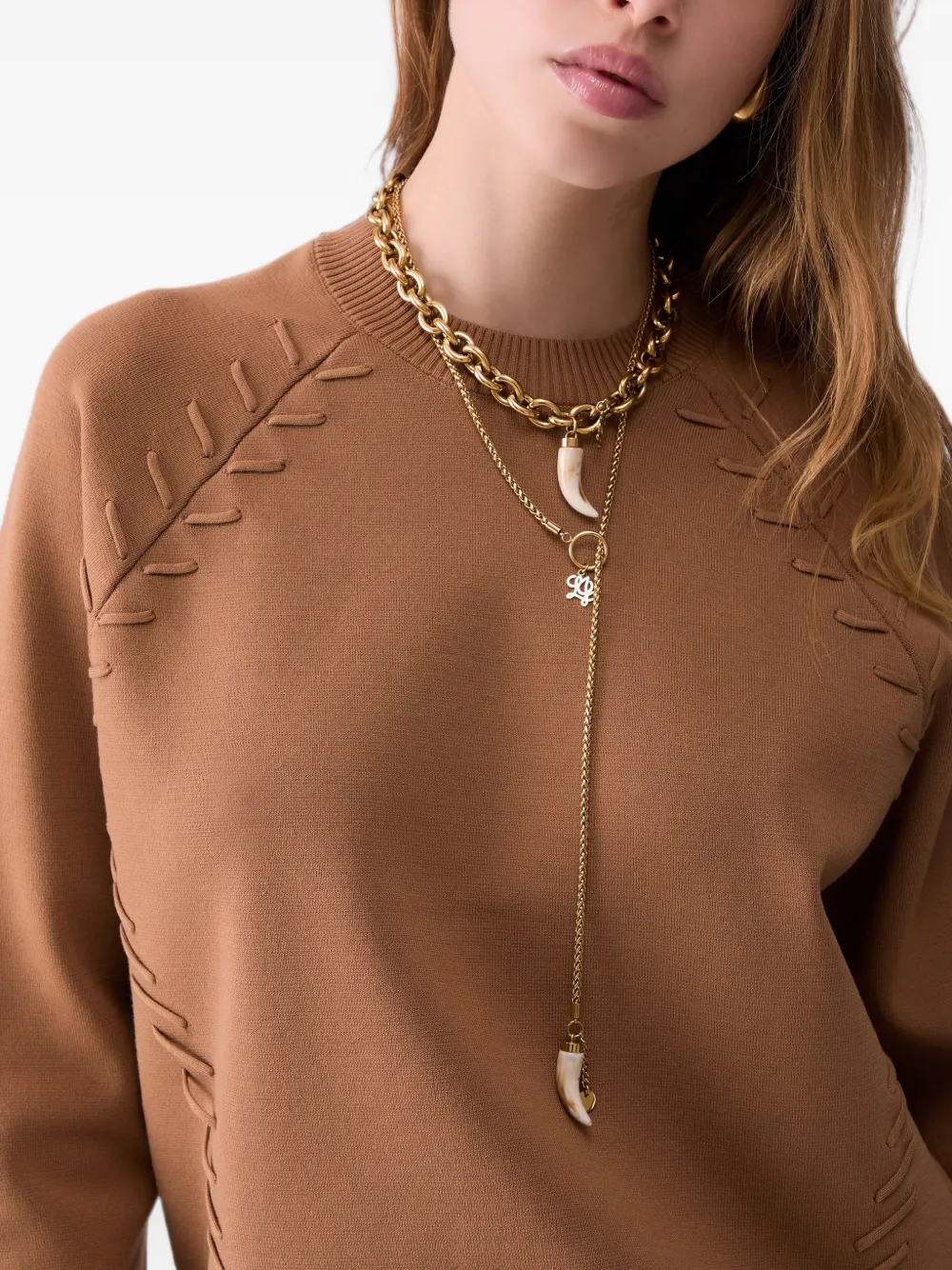 LIU JO Boxy trui met gevlochten details Beige