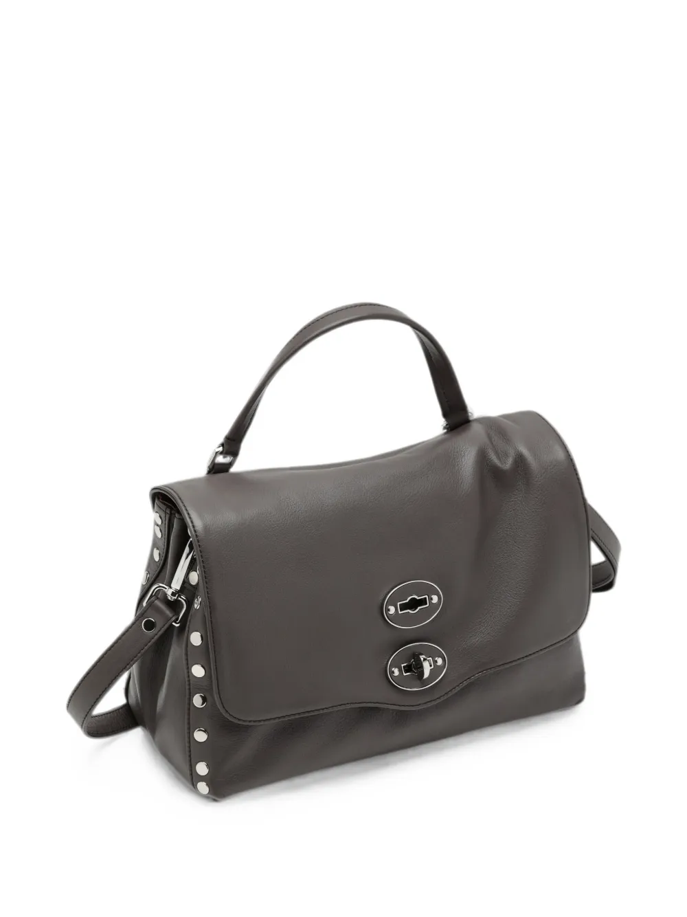 Zanellato Kleine Postina leren shopper verfraaid met studs Grijs