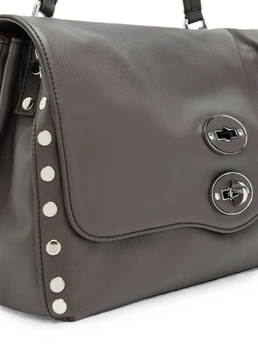Zanellato Kleine Postina leren shopper verfraaid met studs Grijs
