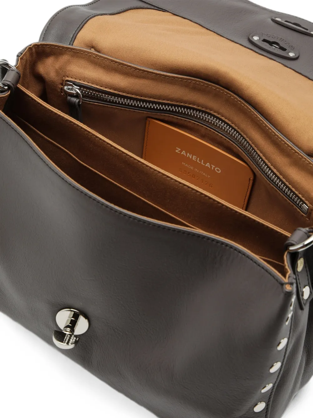Zanellato Kleine Postina leren shopper verfraaid met studs Grijs