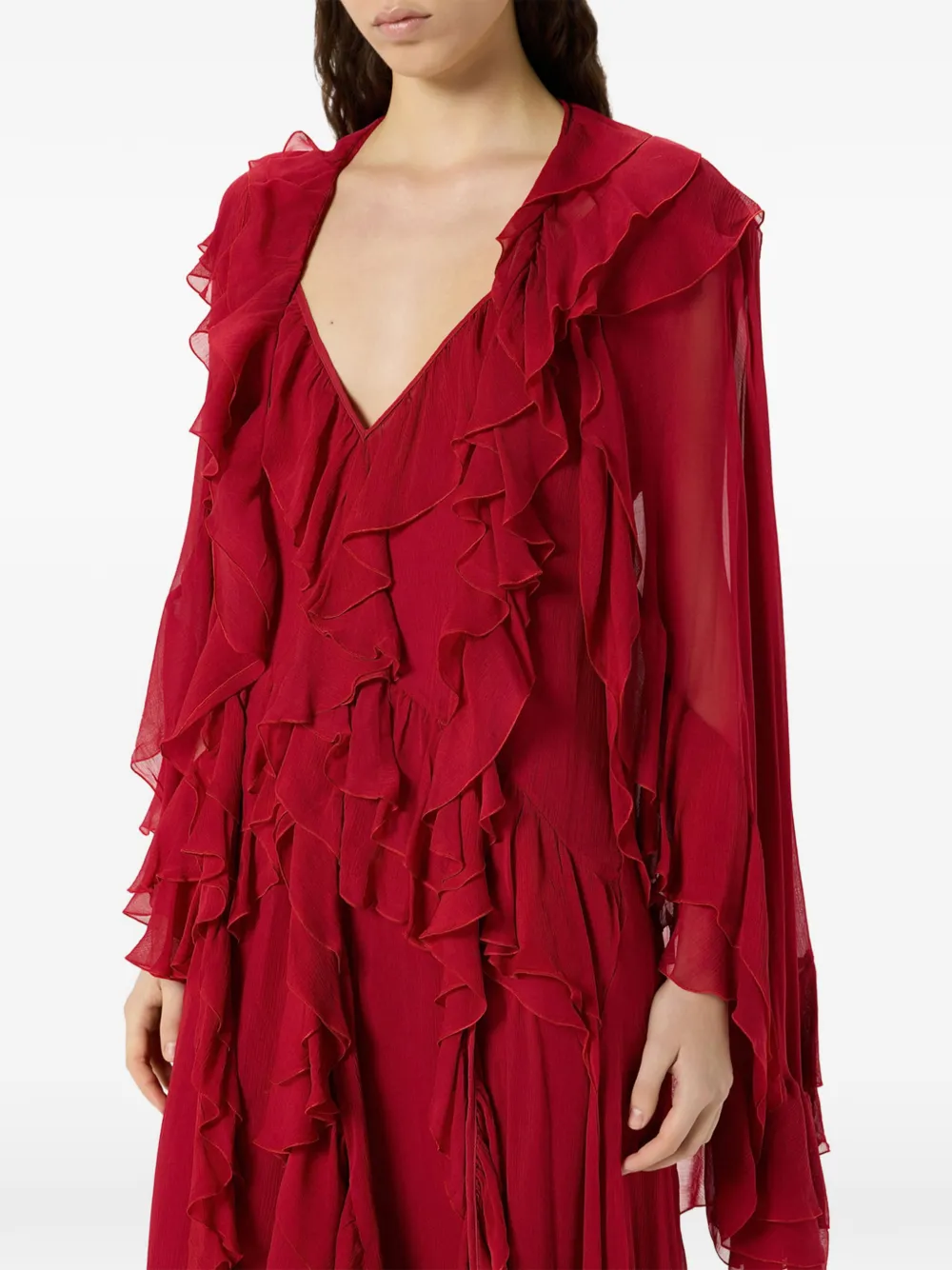 Blumarine Maxi-jurk met ruches Rood