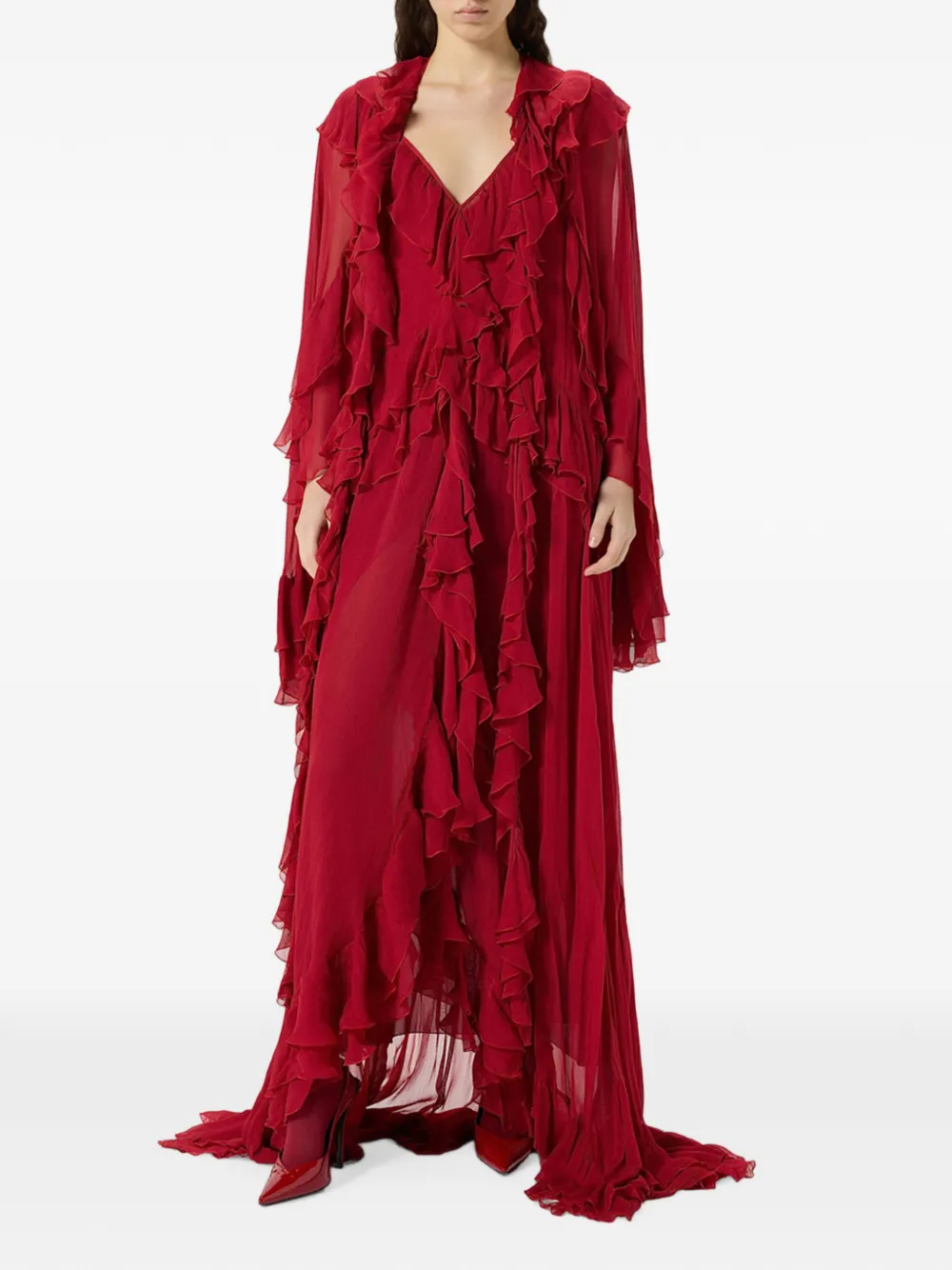 Blumarine Maxi-jurk met ruches Rood