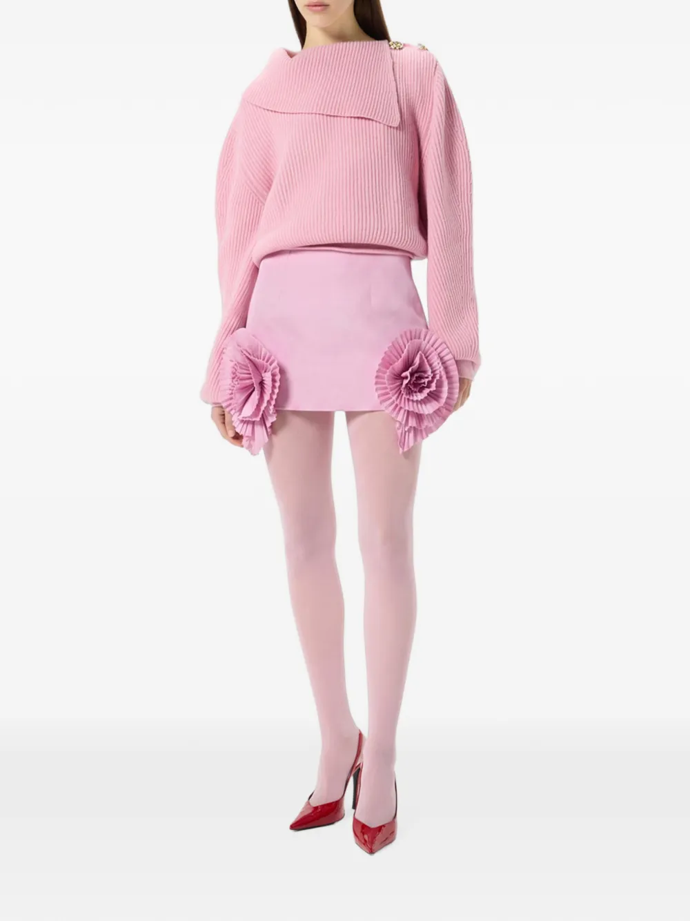 Blumarine Taffeta mini-rok met roosdetail Roze