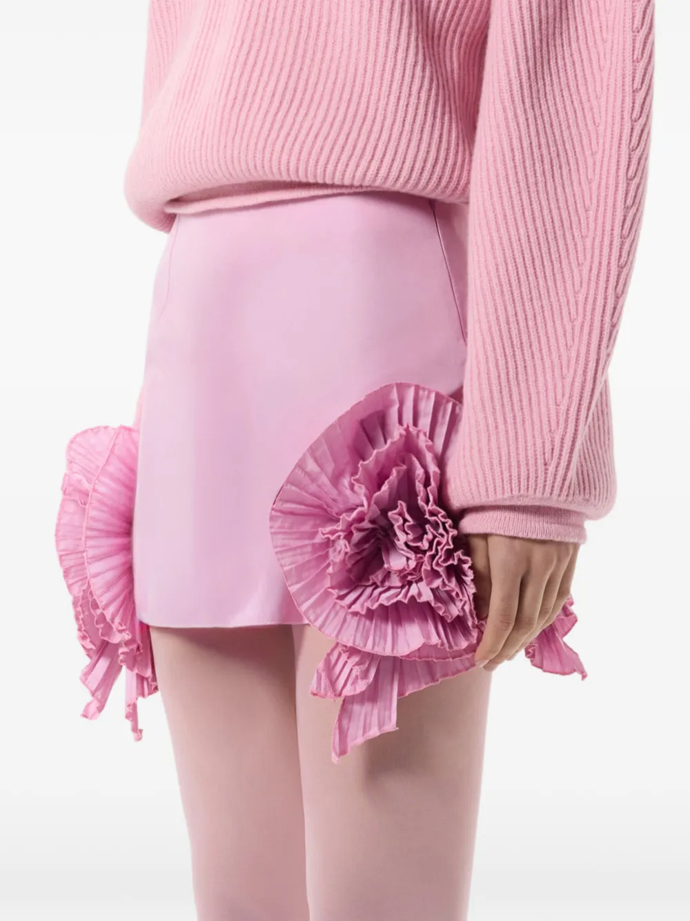 Blumarine Taffeta mini-rok met roosdetail Roze