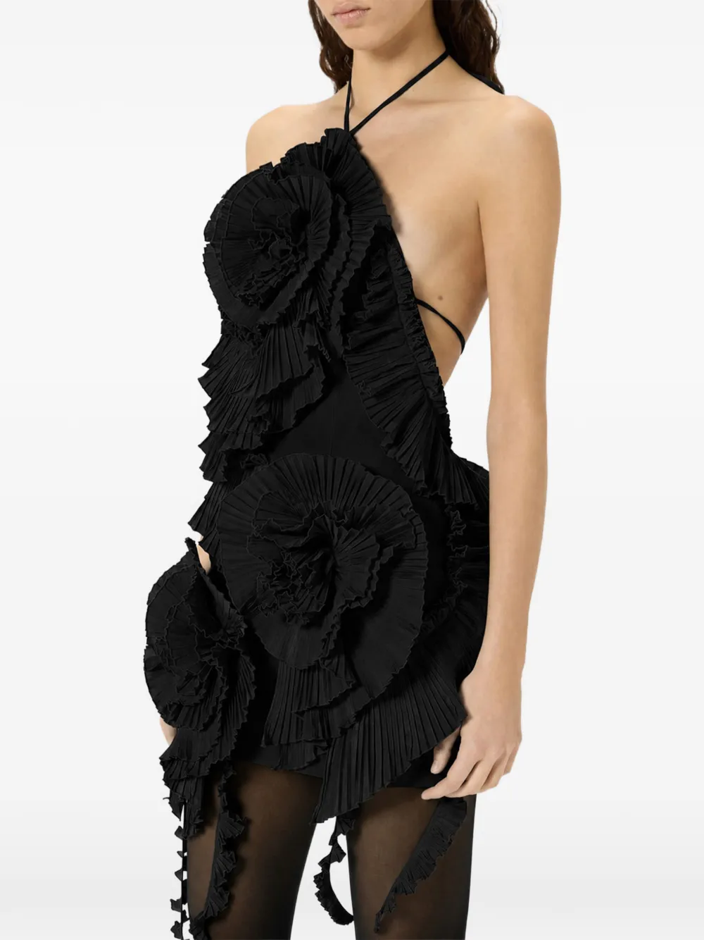 Blumarine Taffeta mini-jurk met plooien Zwart