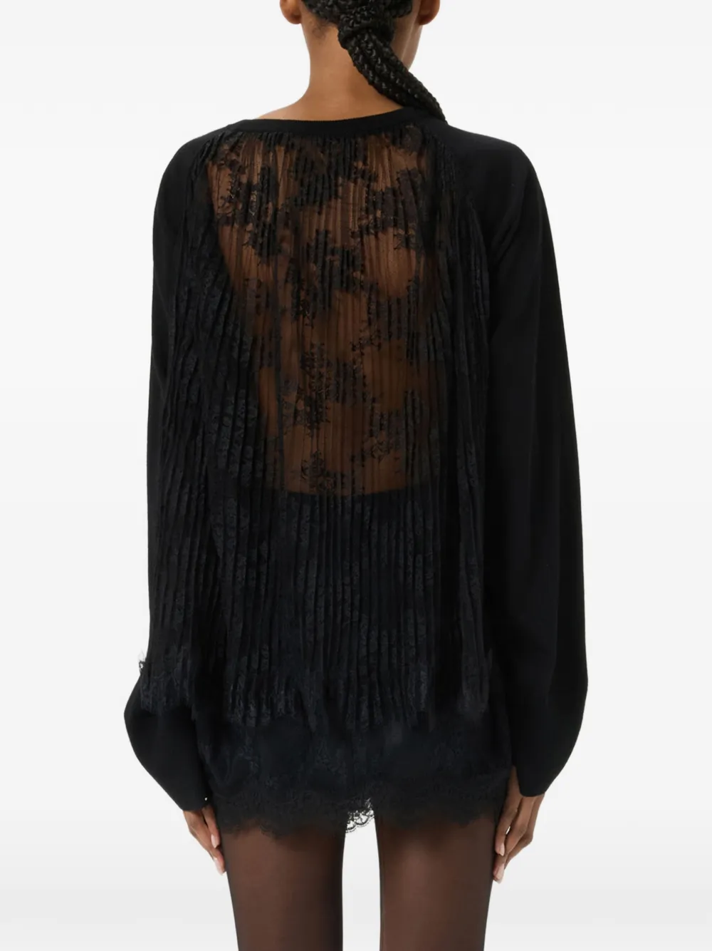 Blumarine Trui met kanten vlak en plooien Zwart