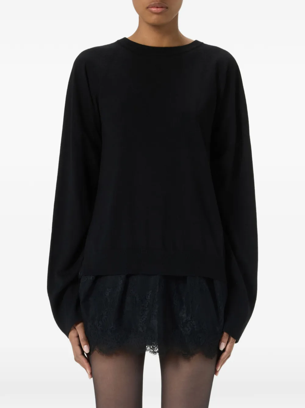 Blumarine Trui met kanten vlak en plooien Zwart