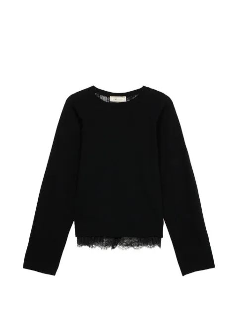 Blumarine pleated lace-panel sweater