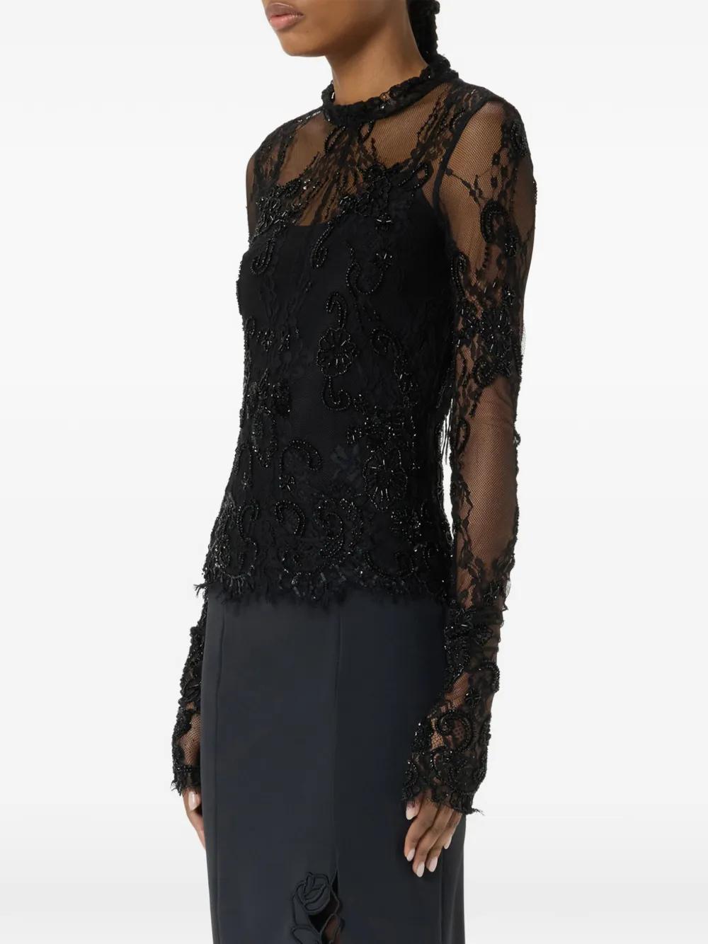 Blumarine Trui met geborduurd kant Zwart