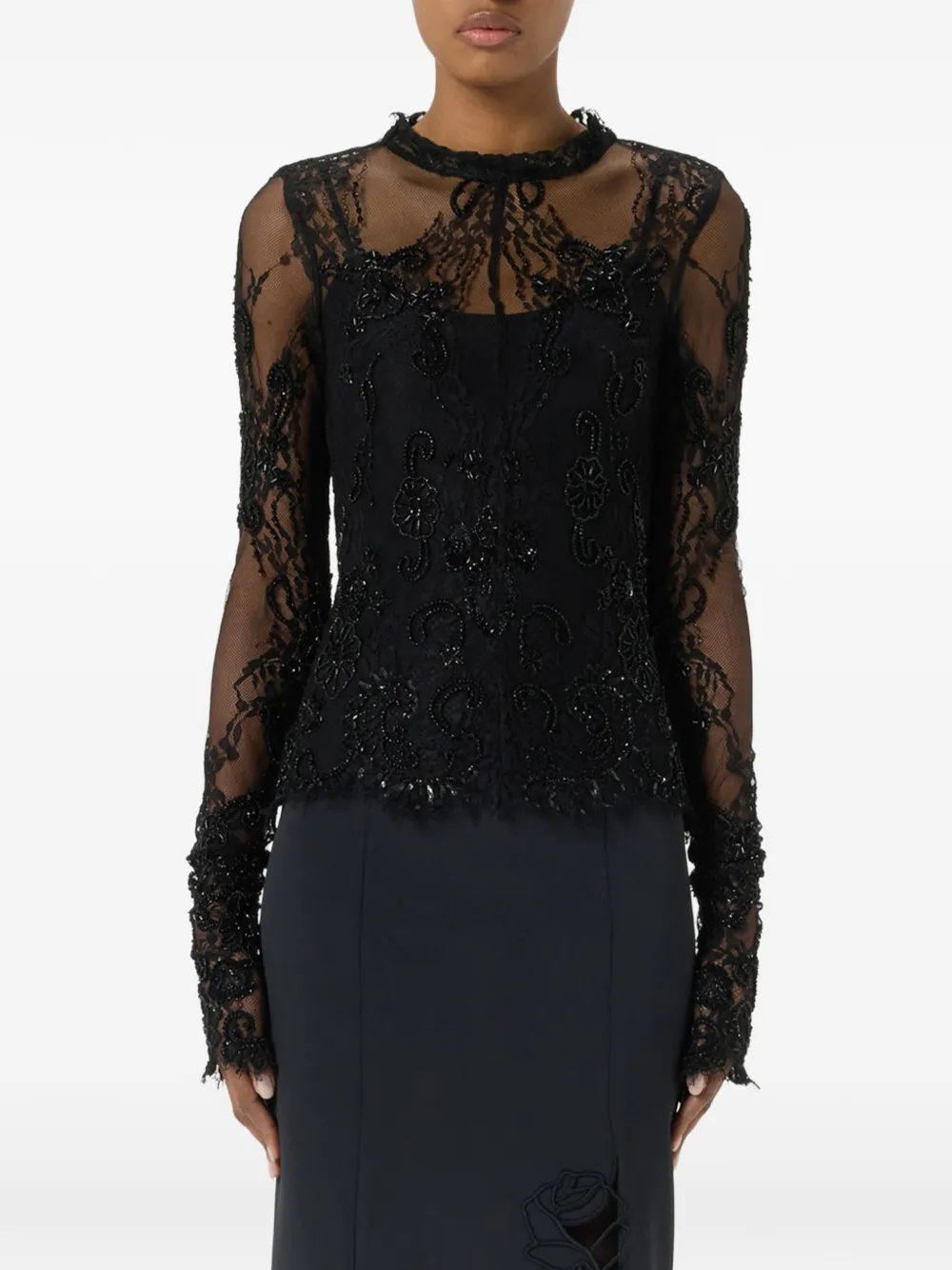 Blumarine Trui met geborduurd kant Zwart