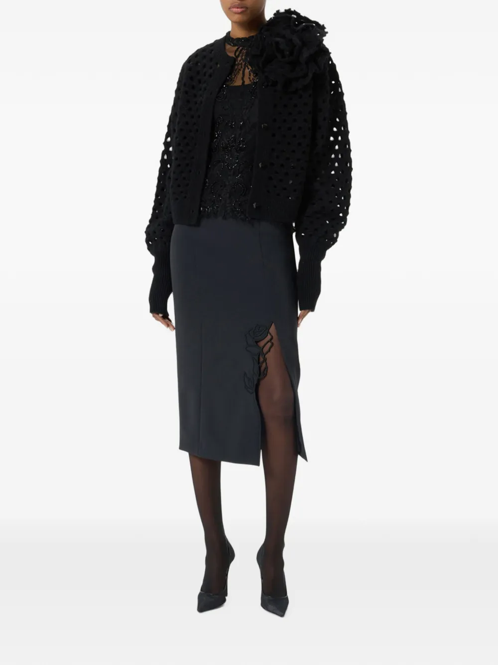 Blumarine Trui met geborduurd kant Zwart