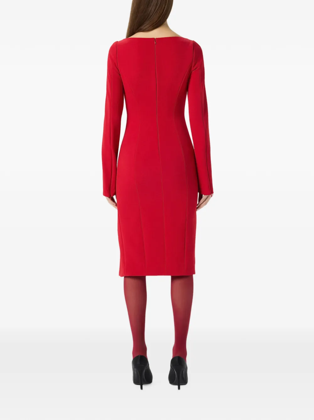 Blumarine Midi-jurk met geborduurde roos en split Rood