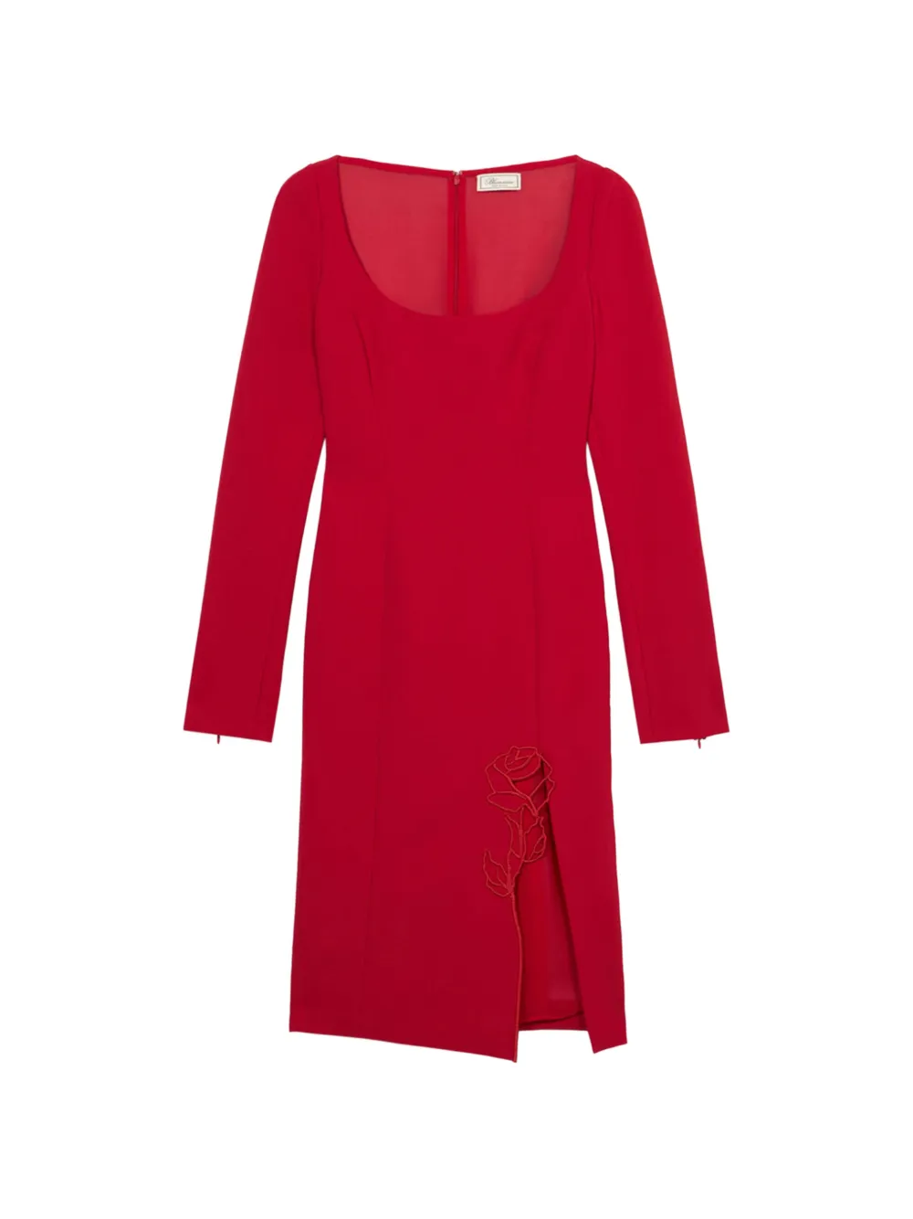 Blumarine Midi-jurk met geborduurde roos en split Rood