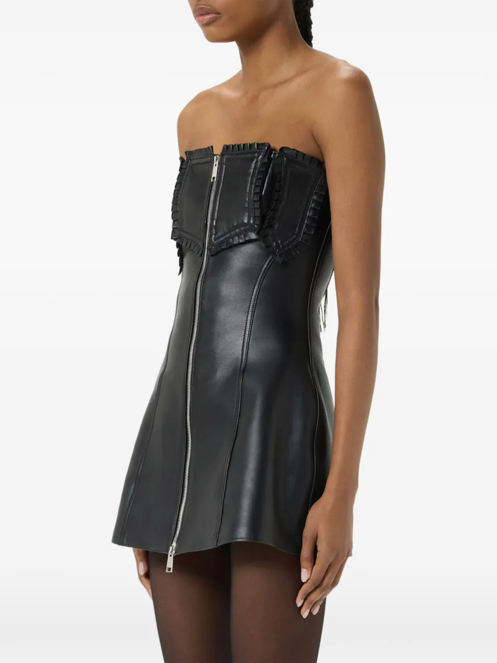 Blumarine Bustier mini-jurk met ruches Zwart