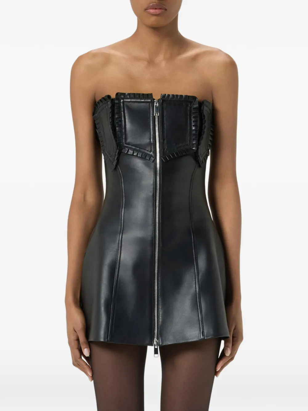 Blumarine Bustier mini-jurk met ruches Zwart