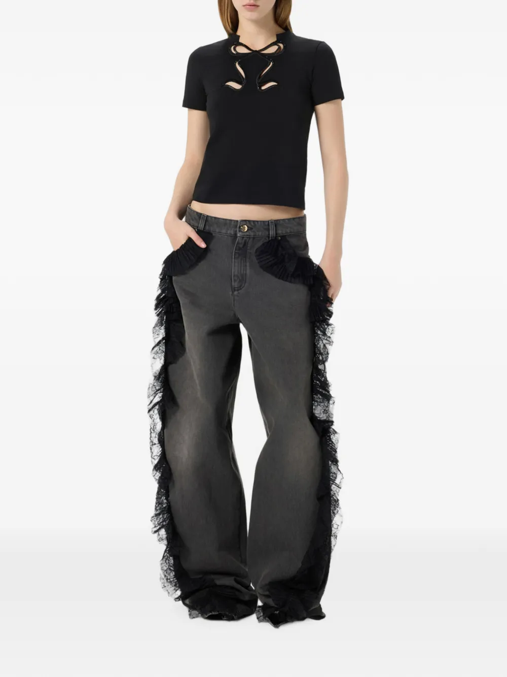 Blumarine T-shirt met uitgesneden details Zwart