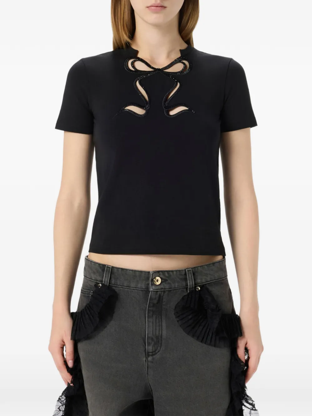 Blumarine T-shirt met uitgesneden details Zwart