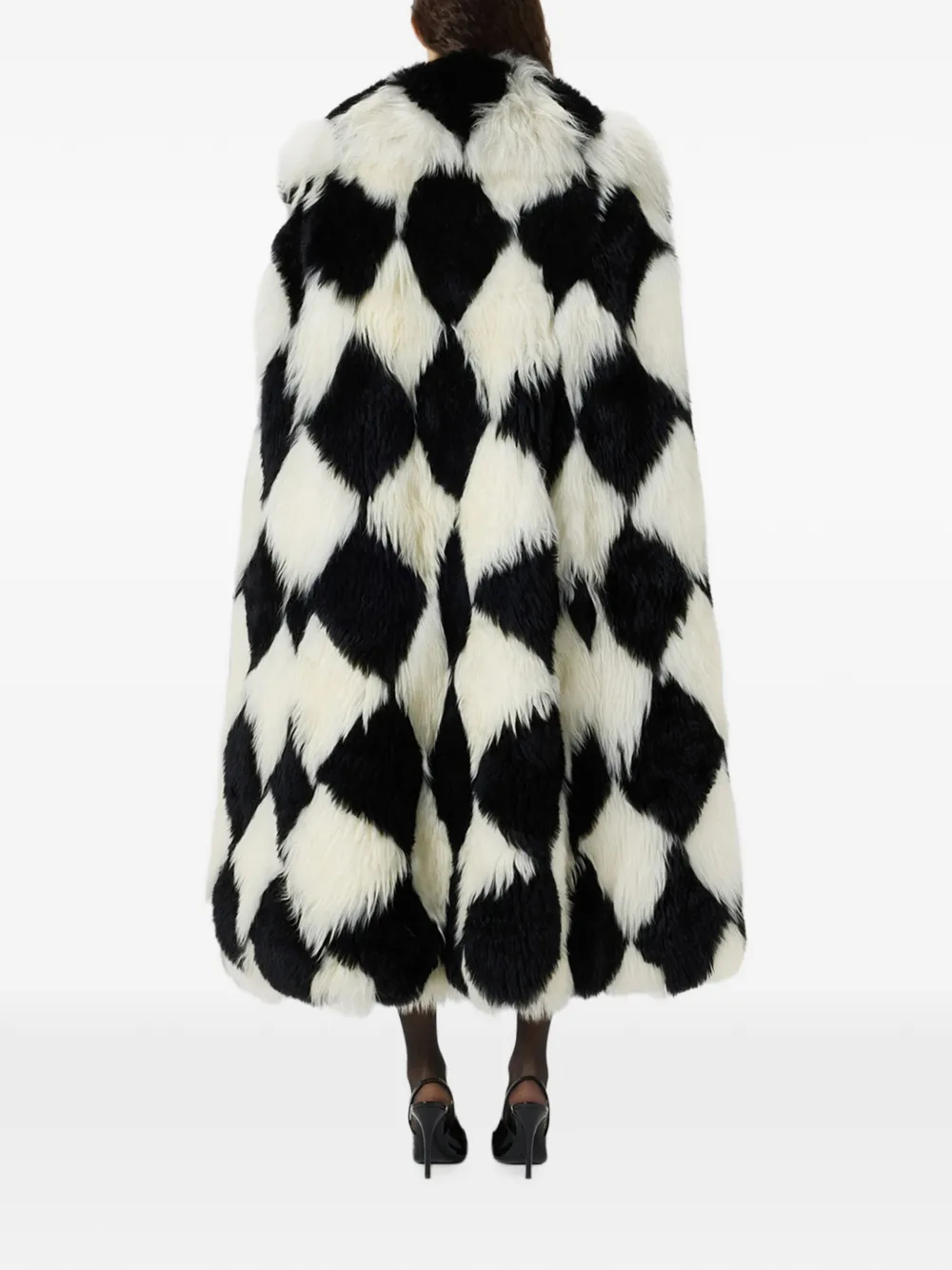 Blumarine Intarsia gebreide cape met strikdetail Zwart
