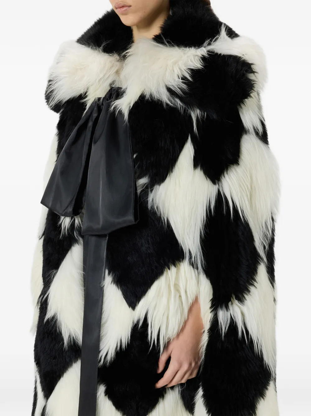 Blumarine Intarsia gebreide cape met strikdetail Zwart