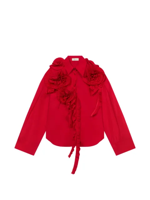Blumarine ruffled floral-appliqué shirt