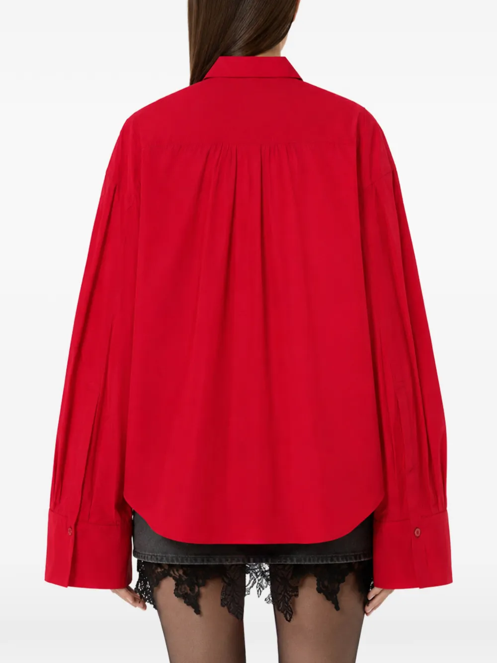 Blumarine Blouse met ruches en bloemapplicatie Rood