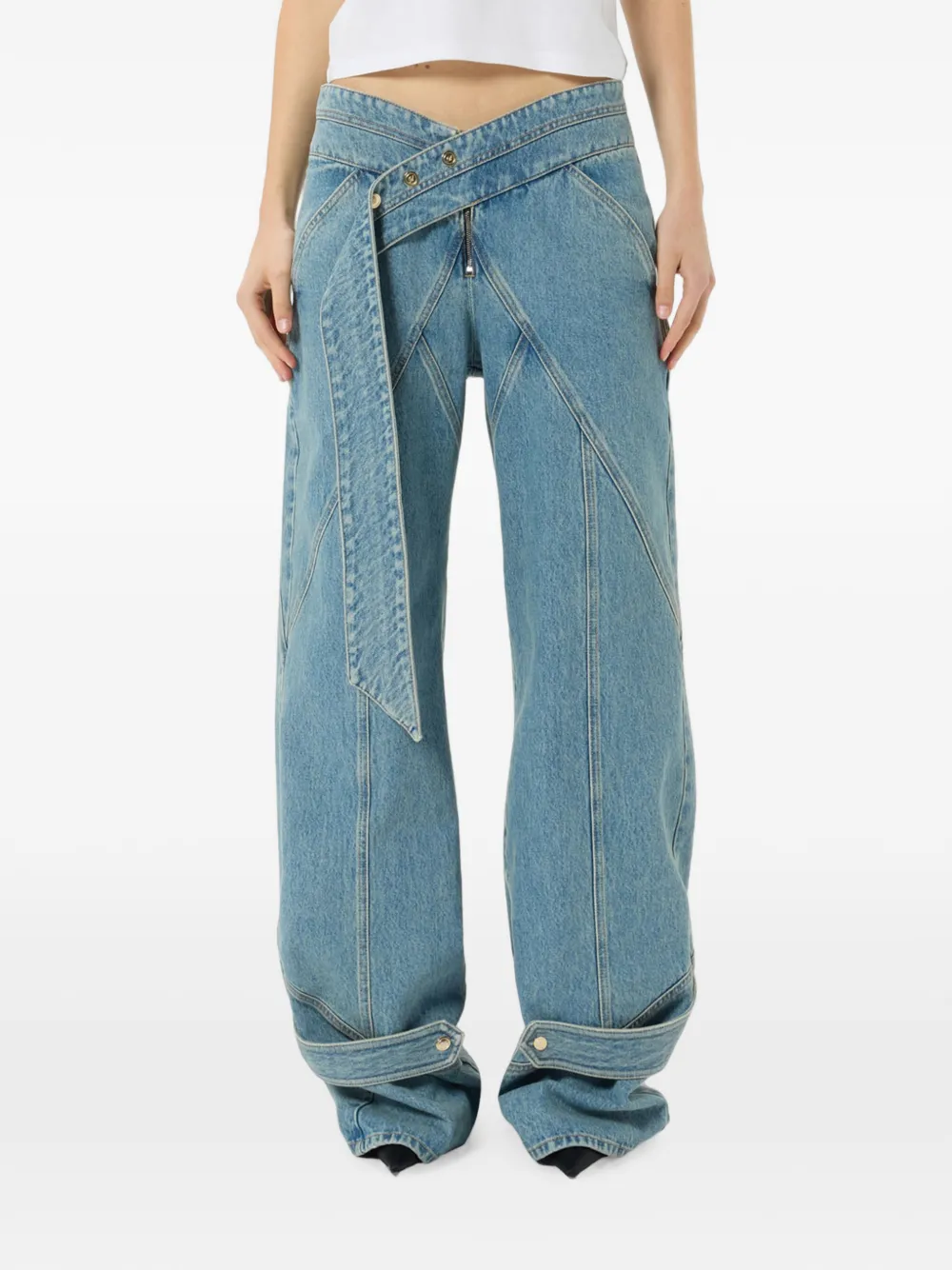 Blumarine Jeans met vlakken en ceintuur Blauw
