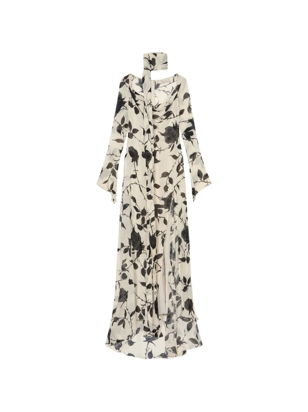 Blumarine Georgette maxi-jurk met roosprint Wit